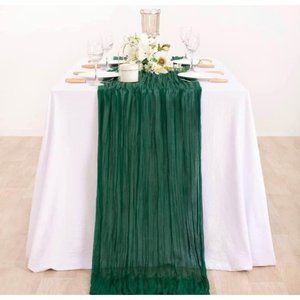 Emerald Green Wedding Dining Tablecloth Cheesecloth Table Runner 25" x 16ft